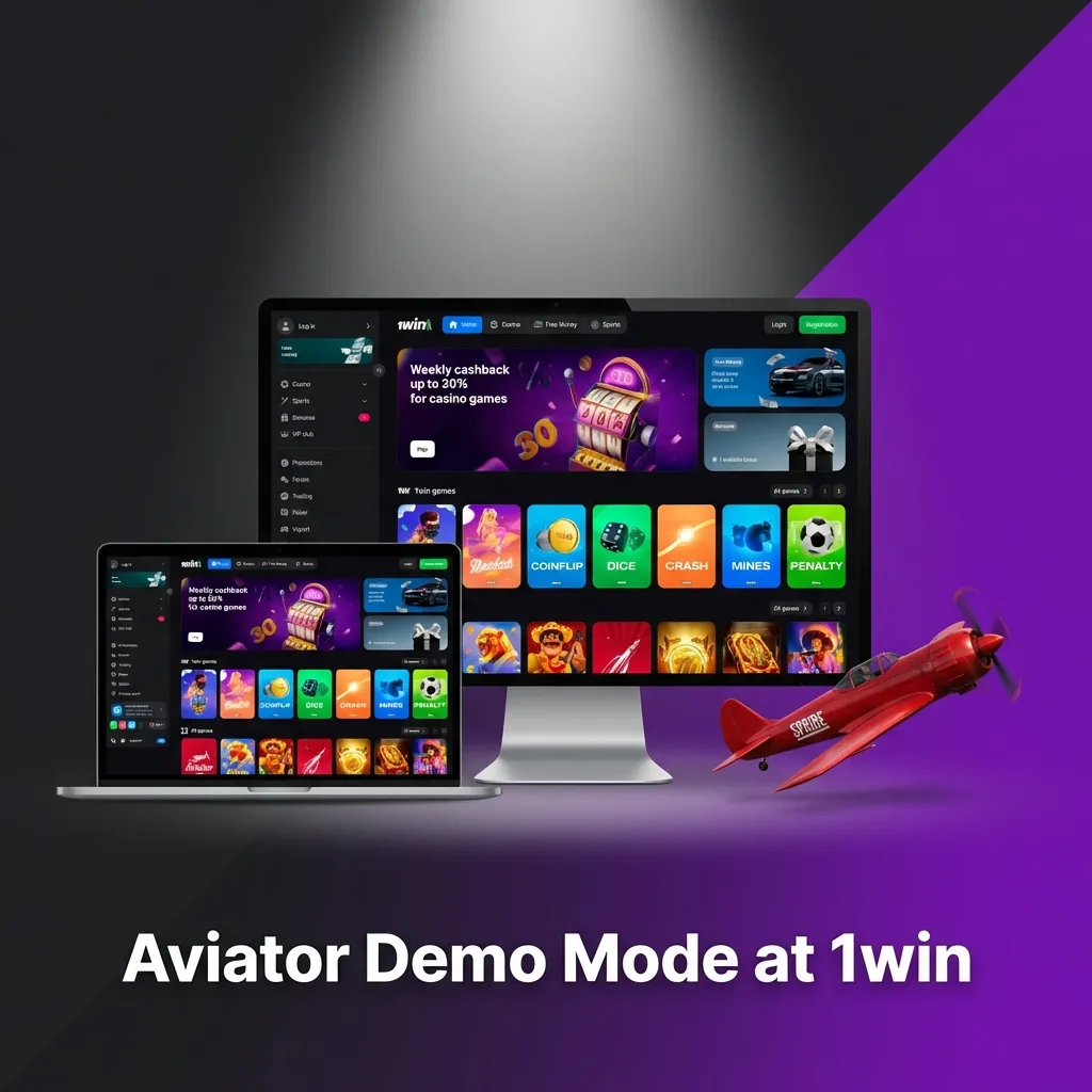 Player testing Aviator game in demo mode with virtual credits on 1win platform interface