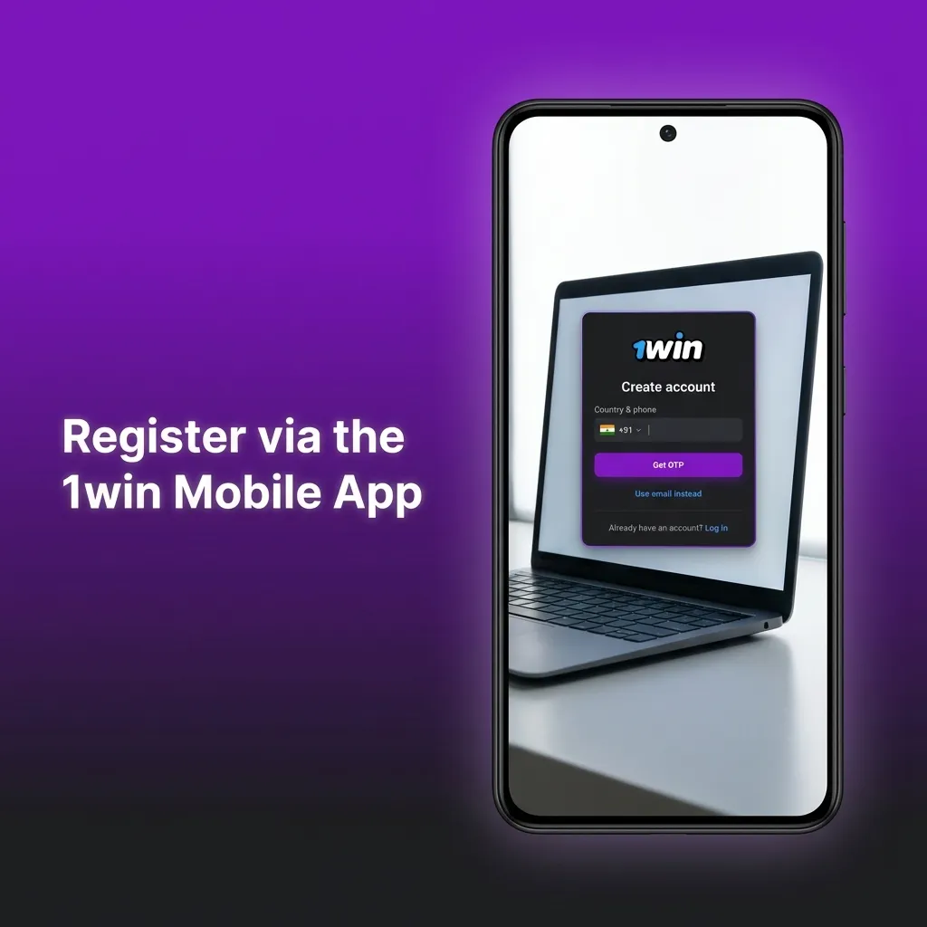 Step-by-step guide showing how to download, install, and register an account using the 1win mobile betting app