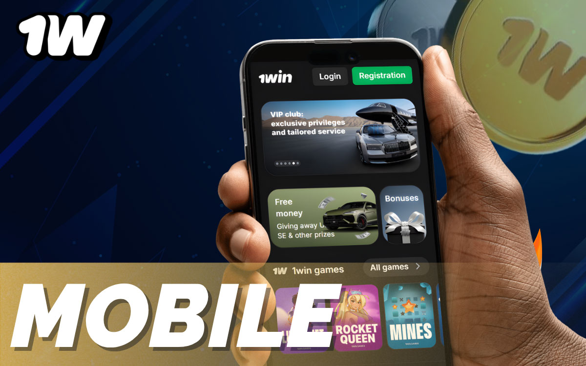 1win mobile website on smartphone browser showing sports betting and casino games with touchscreen-optimised layout