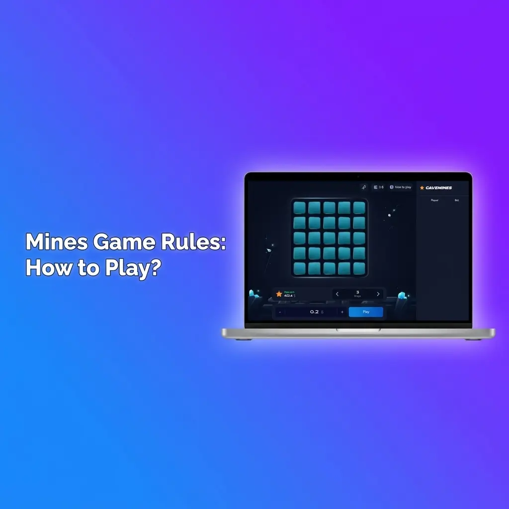 Mines game 5x5 grid with hidden mines, safe tiles revealing multipliers, showing gameplay rules and cashout strategy